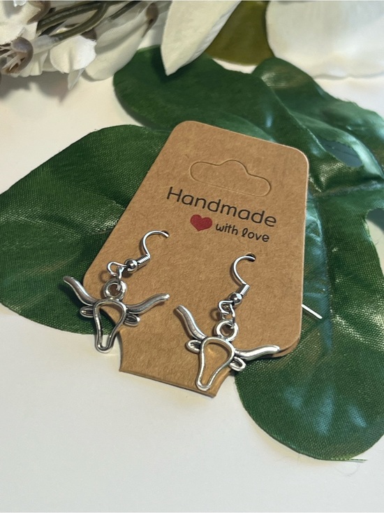Moonlit Seas Jewelry - Handmade Silver Longhorn Dangle Earrings